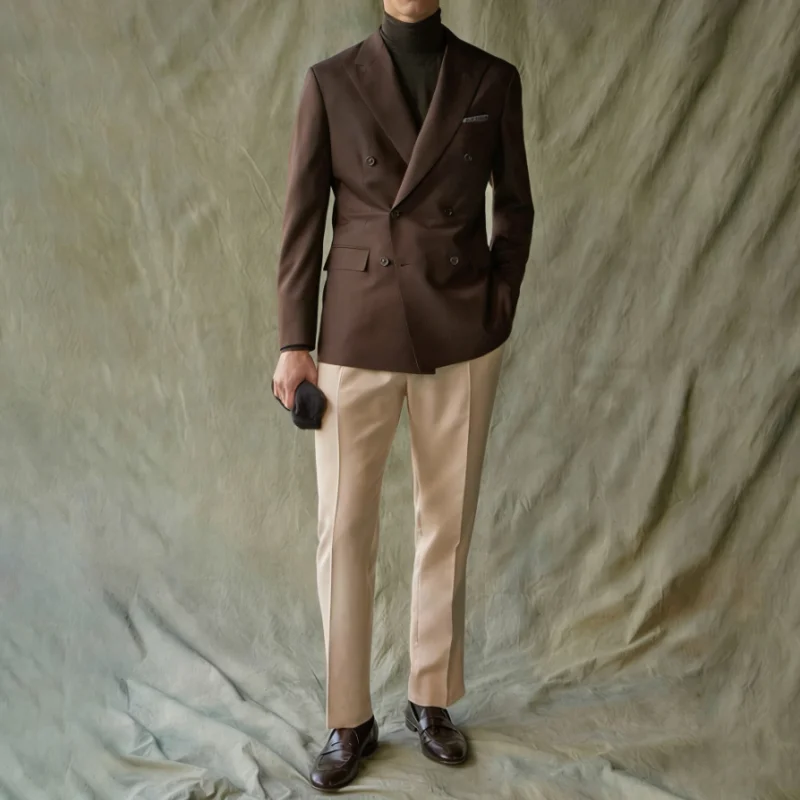 Elegant Suits For Men Wedding Peaked Lapel Double Breasted Dinner Party Wear Male Set Custom 2 Pieces Brown Jacket Khaki Pants
Elegant Suits For Men Wedding Peaked Lapel Double Breasted Dinner Party Wear Male Set Custom 2 Pieces Brown Jacket Khaki Pants