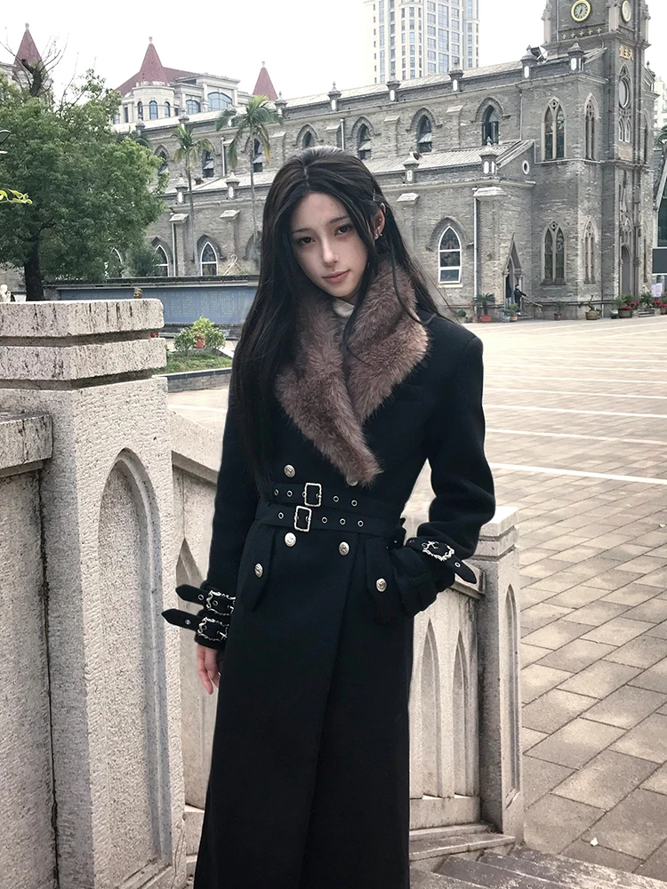 Женское длинное шерстяное пальто в стиле панк, новая зимняя коллекция серии K, модное приталенное пальто с меховым воротником и дизайном, подчеркивающим талию
Женское длинное шерстяное пальто в стиле панк, новая зимняя коллекция серии K, модное приталенное пальто с меховым воротником и дизайном, подчеркивающим талию