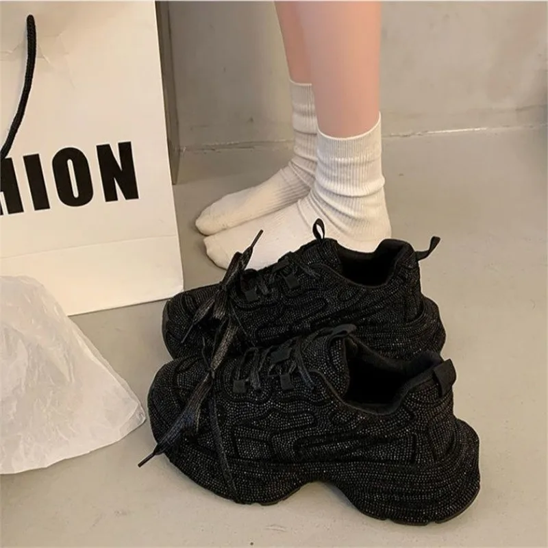 Women's Sparkly Rhinestone Chunky Sneakers Cross Strap Platform Casual Shoes Breathable Mesh High Top Walking Sneakers 2026 New
Women's Sparkly Rhinestone Chunky Sneakers Cross Strap Platform Casual Shoes Breathable Mesh High Top Walking Sneakers 2026 New