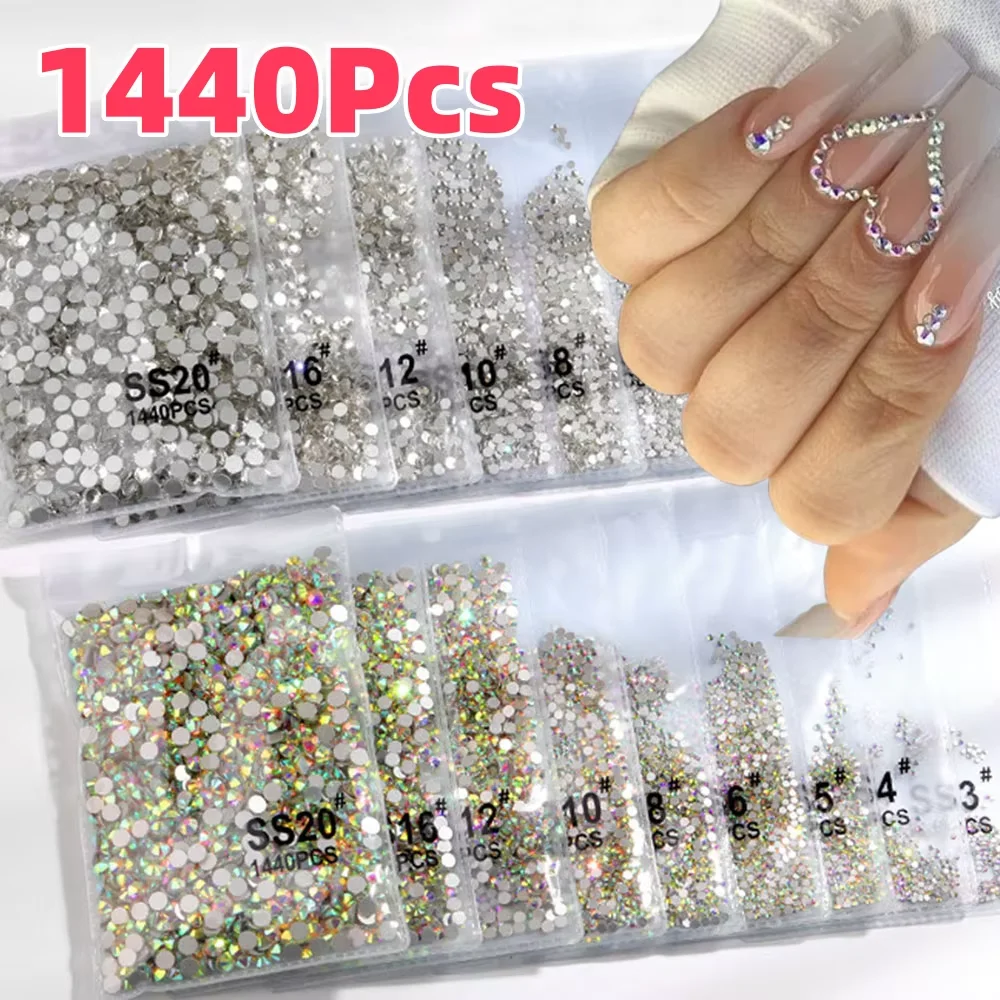 1440Pcs/Bag 3D Mini Nail Art Rhinestones White/AB SS3-SS16 Flatback Glass Diamonds Nail Charms DIY Manicure Decorations Gems *&1
1440Pcs/Bag 3D Mini Nail Art Rhinestones White/AB SS3-SS16 Flatback Glass Diamonds Nail Charms DIY Manicure Decorations Gems *&1