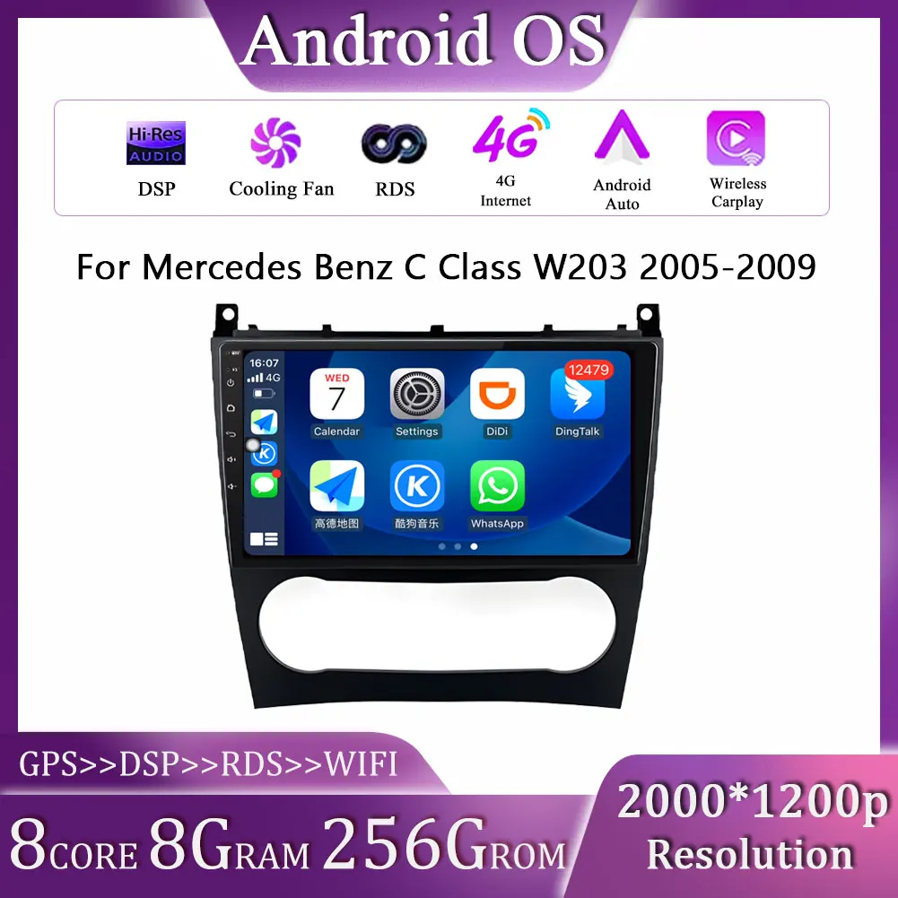 for Mercedes Benz C Class W203 2005 - 2009 Android OS GPS Navi Screen Car Multimedia Radio Video Player Wireless Carplay
for Mercedes Benz C Class W203 2005 - 2009 Android OS GPS Navi Screen Car Multimedia Radio Video Player Wireless Carplay