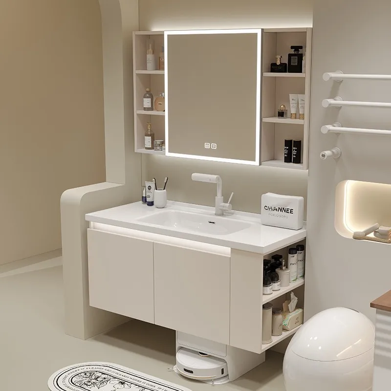 Modern Smart Bathroom Cabinets with Side Storage Cabinet Rock Slab Integrated Washbasin Bathroom Vanity Bathroom Furniture
Modern Smart Bathroom Cabinets with Side Storage Cabinet Rock Slab Integrated Washbasin Bathroom Vanity Bathroom Furniture