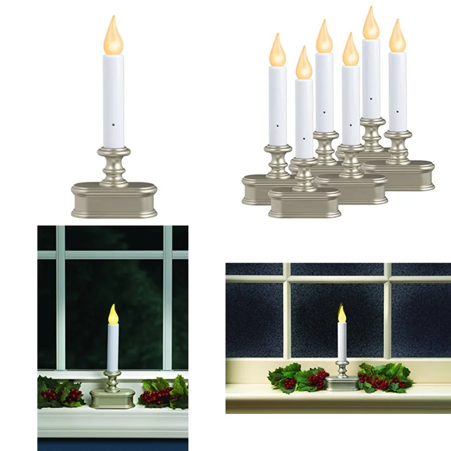 FPC1221P-R6 Battery Operated LED Dusk to Dawn Window Candle with Amber Steady On or Flicker Flame, Pewter/ Pack of 6
FPC1221P-R6 Battery Operated LED Dusk to Dawn Window Candle with Amber Steady On or Flicker Flame, Pewter/ Pack of 6