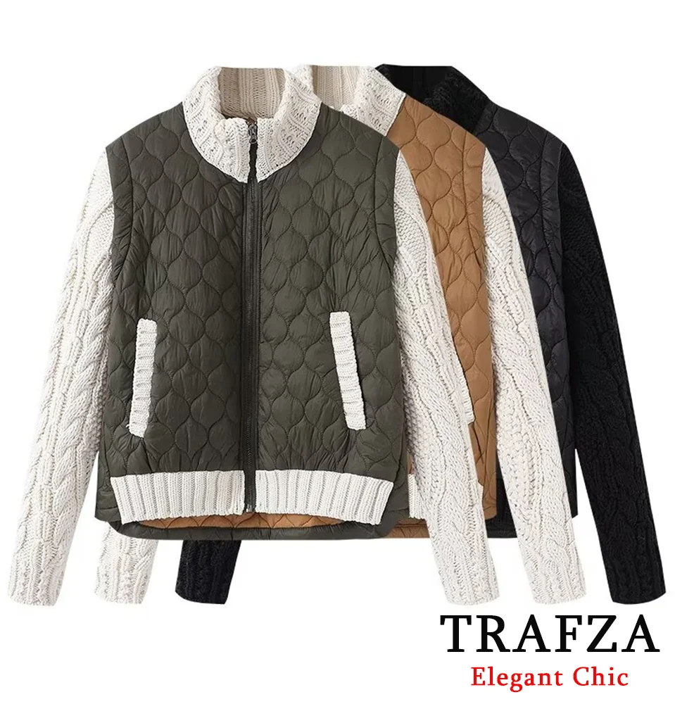 TRAFZA-Women Casual Spliced Jacket Lightly Padded Patchwork Knit Jacket New 2025 Fashion Spring Fall Vintage Classic Jacket
TRAFZA-Women Casual Spliced Jacket Lightly Padded Patchwork Knit Jacket New 2025 Fashion Spring Fall Vintage Classic Jacket