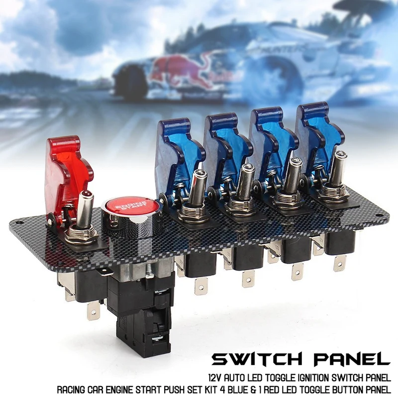 12V Auto LED Toggle Ignition Switch Panel Racing Car Engine Start Push Set Kit + 4 Blue & 1 Red LED Toggle Button Panel
12V Auto LED Toggle Ignition Switch Panel Racing Car Engine Start Push Set Kit + 4 Blue & 1 Red LED Toggle Button Panel