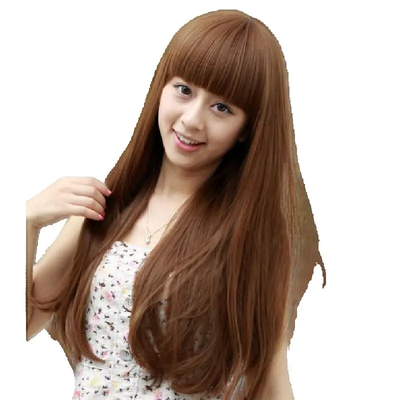 Long Wavy Wig Fei-Show Synthetic Heat Resistant Light Brown Hair Flat Bangs Perruque Party Salon Women Female Costume Hairpiece
Long Wavy Wig Fei-Show Synthetic Heat Resistant Light Brown Hair Flat Bangs Perruque Party Salon Women Female Costume Hairpiece