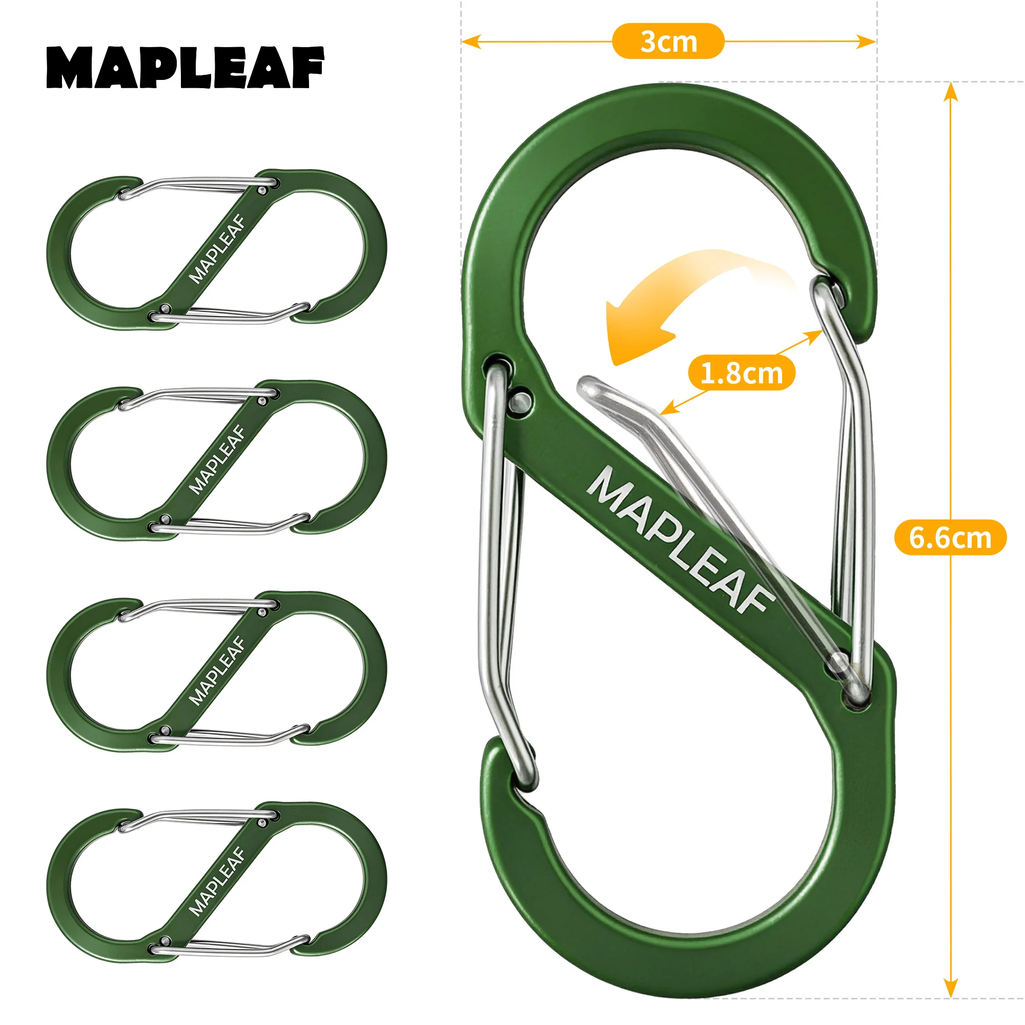 MAPLEAF S type Aluminum Locking Hook Carabiner Clip Outdoor Hiking Backpack Keychain Hanging Buckle Accessories
MAPLEAF S type Aluminum Locking Hook Carabiner Clip Outdoor Hiking Backpack Keychain Hanging Buckle Accessories