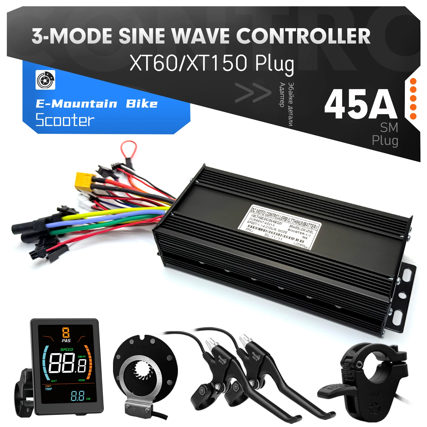 Ebike 3Mode Sine Wave Controller 36V48V52V 45A Brushless 1500W2000W with Learning Function For Electric Bicycle E-Scooter Parts
Ebike 3Mode Sine Wave Controller 36V48V52V 45A Brushless 1500W2000W with Learning Function For Electric Bicycle E-Scooter Parts