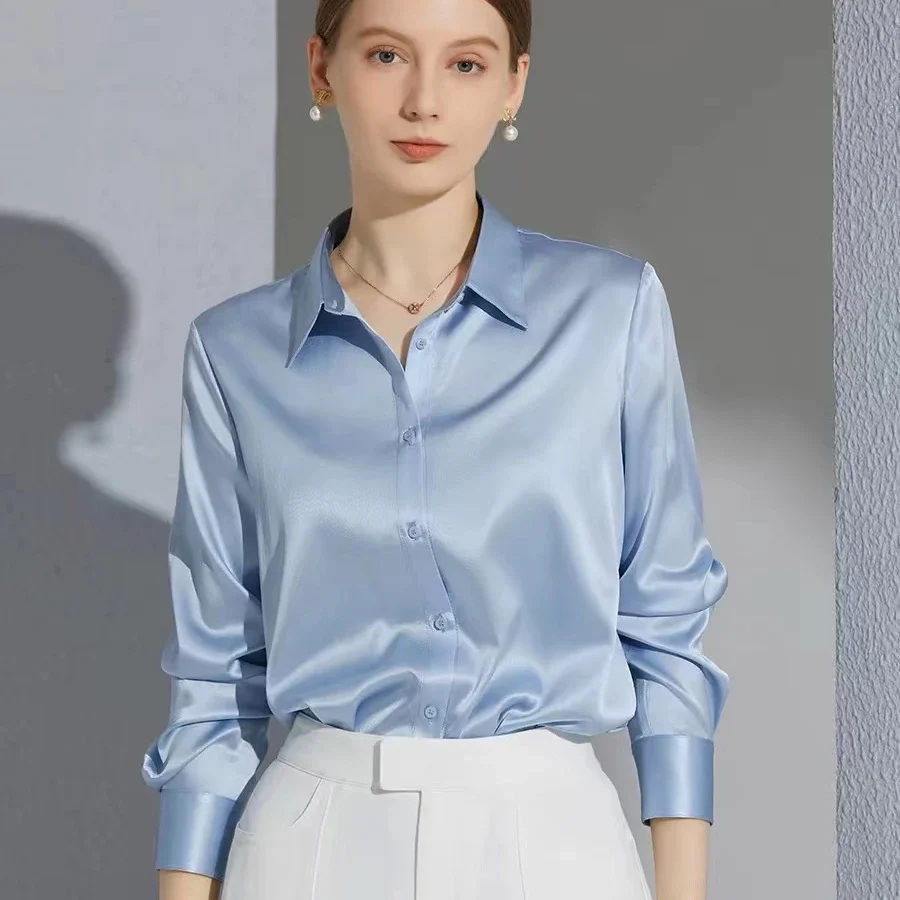 All-match Satin Finish Shirts And Blouses Women Clothing Casual Top OL Long Sleeve Button Elegant Shirts French Solid Blouses
All-match Satin Finish Shirts And Blouses Women Clothing Casual Top OL Long Sleeve Button Elegant Shirts French Solid Blouses