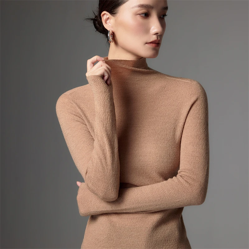 Women 100% Merino Wool Sweater Spring Autumn Winter Mock Neck Pullover Long Sleeve Solid Fine-spun wool base layer Knitted Tops
Women 100% Merino Wool Sweater Spring Autumn Winter Mock Neck Pullover Long Sleeve Solid Fine-spun wool base layer Knitted Tops