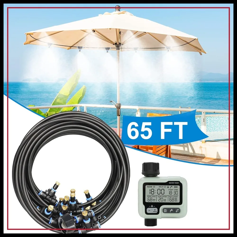 Outdoor Misting System 65Ft + Water Timer for Patio, Garden, Greenhouse, Deck, Canopy, Pool, Porch, Gazebo
Outdoor Misting System 65Ft + Water Timer for Patio, Garden, Greenhouse, Deck, Canopy, Pool, Porch, Gazebo