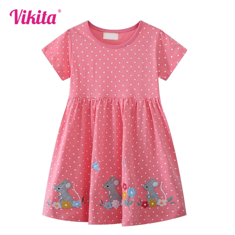 VIKITA Kids Polka Dots Mouse Animals Cartoon Embroidery Princess Party Summer Short Sleeve Dresses Kids Frocks Girls Clothes 3-7
VIKITA Kids Polka Dots Mouse Animals Cartoon Embroidery Princess Party Summer Short Sleeve Dresses Kids Frocks Girls Clothes 3-7