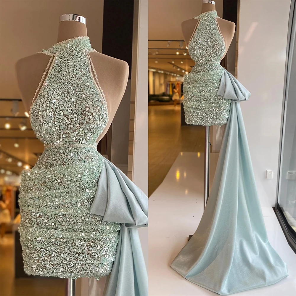 Special Mint Green Prom Dress Elegant High Neck Sleeveless Chapel Train Gowns Short Mini Skirt Special Occasion Dress Vestidos
Special Mint Green Prom Dress Elegant High Neck Sleeveless Chapel Train Gowns Short Mini Skirt Special Occasion Dress Vestidos