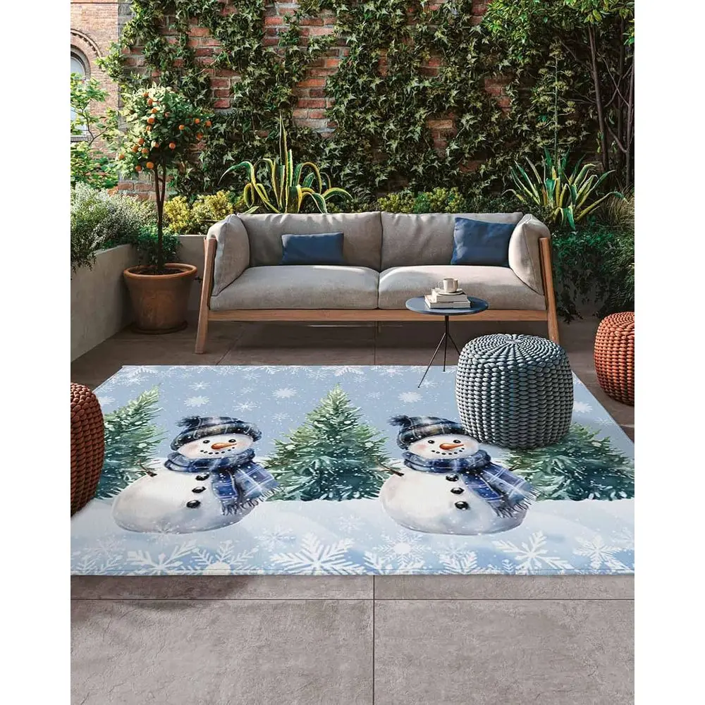 5x8ft Snowman & Christmas Tree Outdoor Rug, Winter Snowflake Blue, Washable Patio Carpet for Deck, Porch, and Camping
5x8ft Snowman & Christmas Tree Outdoor Rug, Winter Snowflake Blue, Washable Patio Carpet for Deck, Porch, and Camping