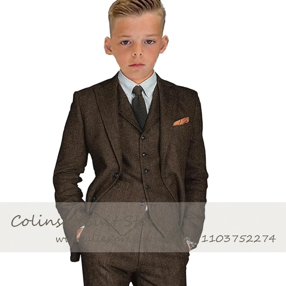 3-psc Boy's Suit Set Herringbone Tweed Casual Single Breasted Blazer Vest Pants School Event Birthday Wear Children Pantsuit
3-psc Boy's Suit Set Herringbone Tweed Casual Single Breasted Blazer Vest Pants School Event Birthday Wear Children Pantsuit