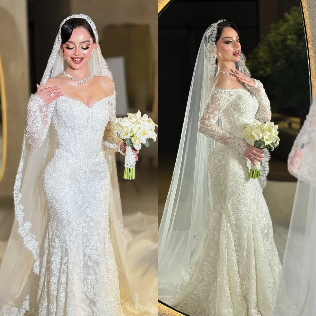 Exquisite Mermaid Lace Applique Bead Women's Wedding Dress V-Neck Off Shoulder New Bridal Gown Vestido De Novia Customized
Exquisite Mermaid Lace Applique Bead Women's Wedding Dress V-Neck Off Shoulder New Bridal Gown Vestido De Novia Customized