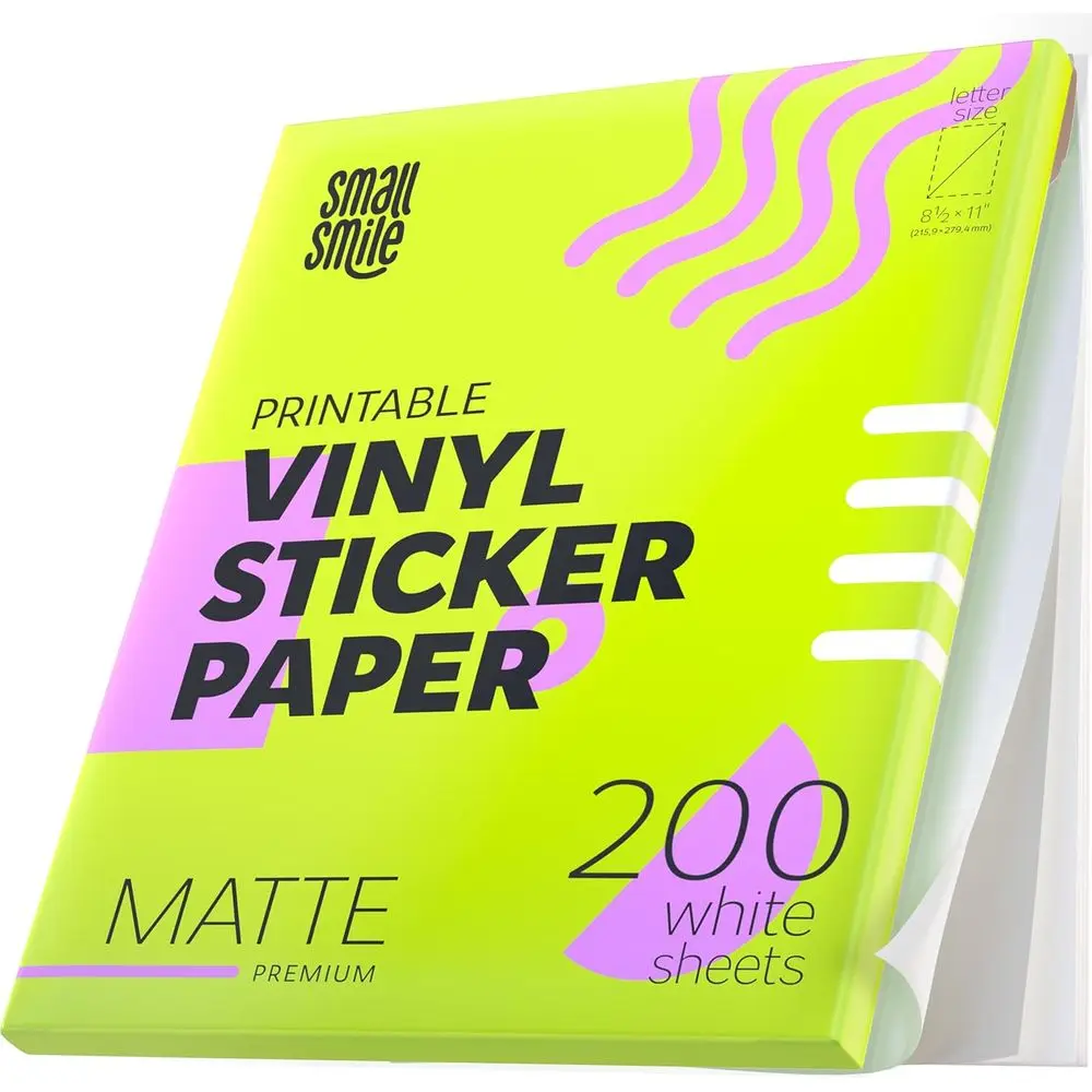 200-Sheet 8.5x11 Matte White Waterproof Adhesive Sticker Paper for Inkjet & Laser Printers
200-Sheet 8.5x11 Matte White Waterproof Adhesive Sticker Paper for Inkjet & Laser Printers