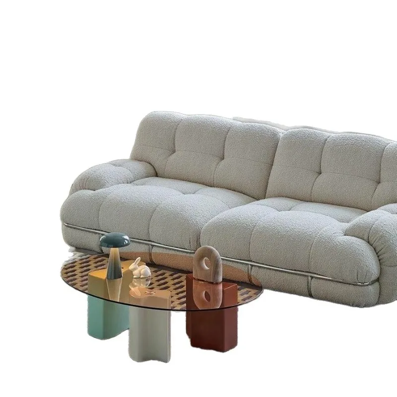 Retro style dopamine tempered glass living room coffee table combination oval coffee table
Retro style dopamine tempered glass living room coffee table combination oval coffee table