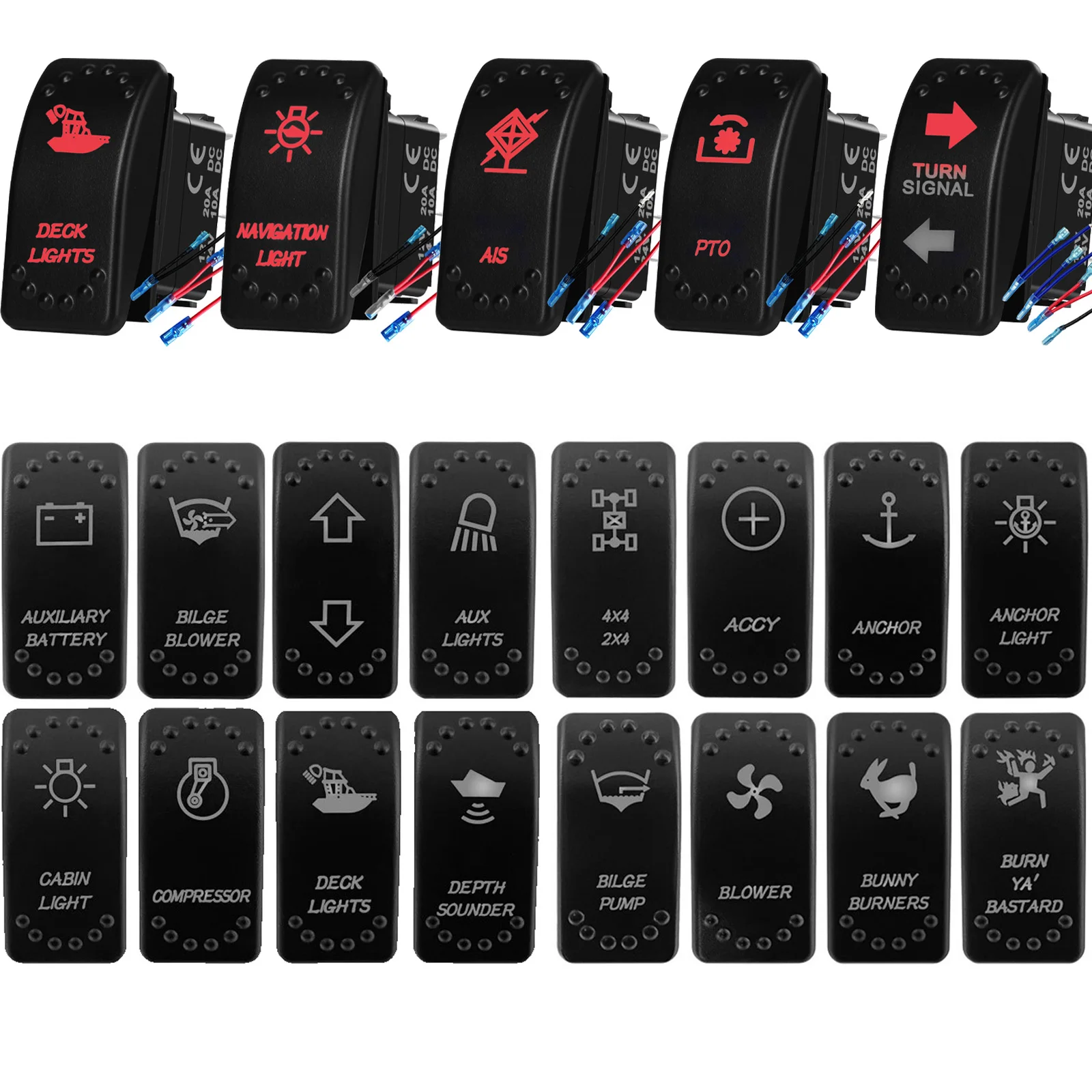 Waterproof Marine Boat Rocker Switch 12V 20A PTO AIS Compass Light Fridge GPS Red Led Light Power Off Button for ARB/4x4/NARVA
Waterproof Marine Boat Rocker Switch 12V 20A PTO AIS Compass Light Fridge GPS Red Led Light Power Off Button for ARB/4x4/NARVA