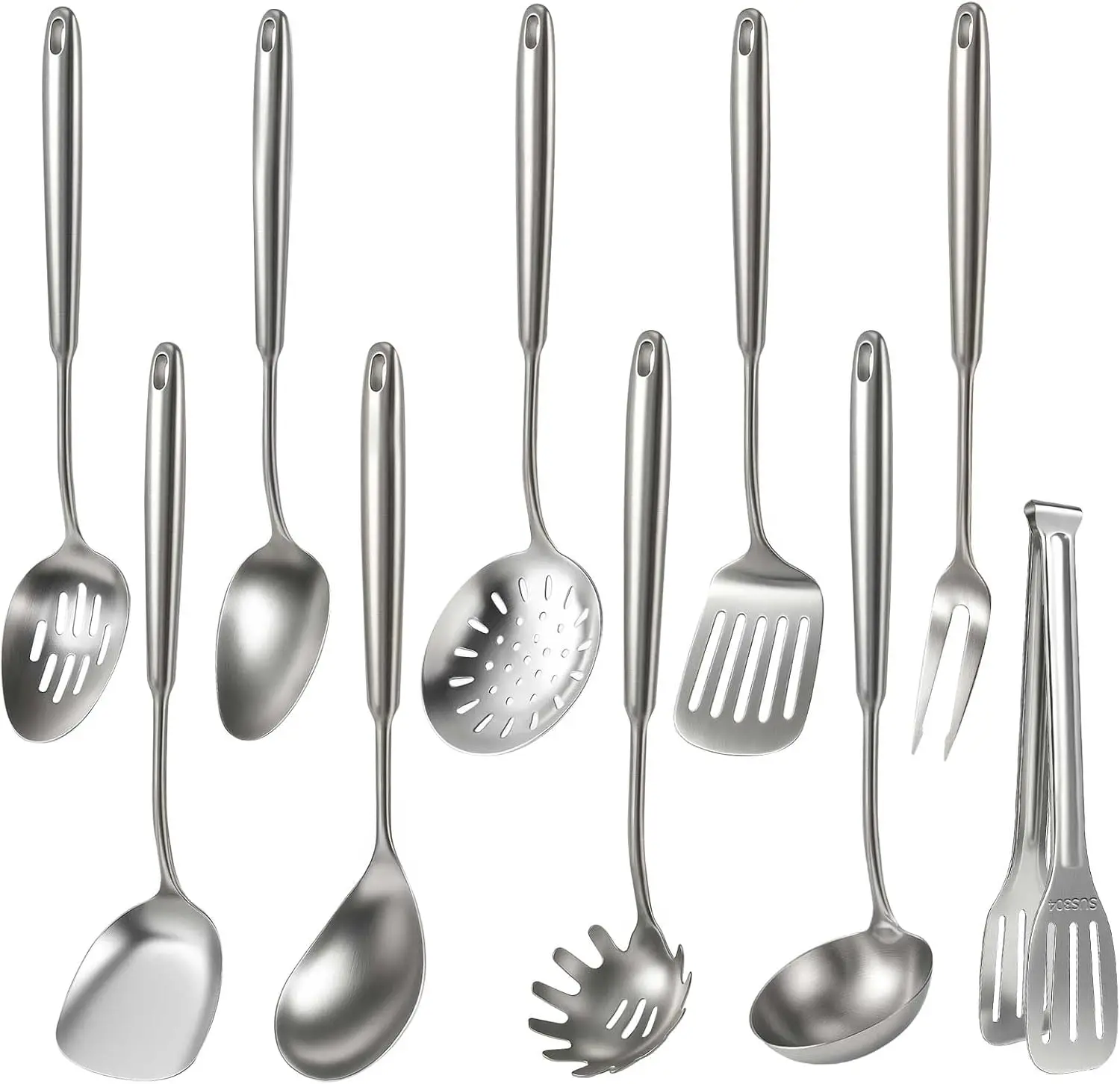 10-Piece Stainless Steel Kitchen Utensil Set with Ladle, Spoon, Spatula, Tongs - Dishwasher Safe
10-Piece Stainless Steel Kitchen Utensil Set with Ladle, Spoon, Spatula, Tongs - Dishwasher Safe