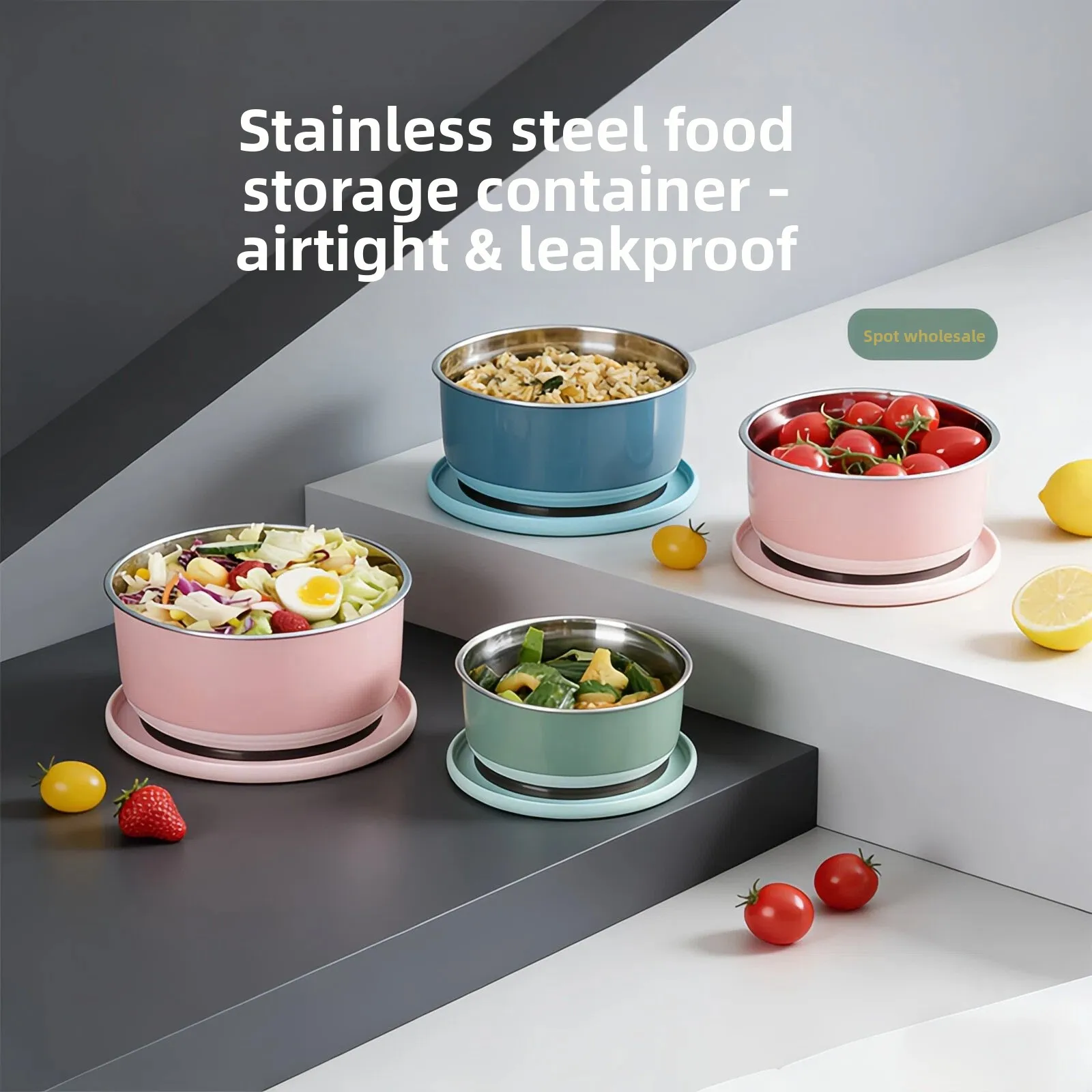 Stainless steel insulated lunch box with lid, food sealed container, refrigerator fresh-keeping bowl set
Stainless steel insulated lunch box with lid, food sealed container, refrigerator fresh-keeping bowl set