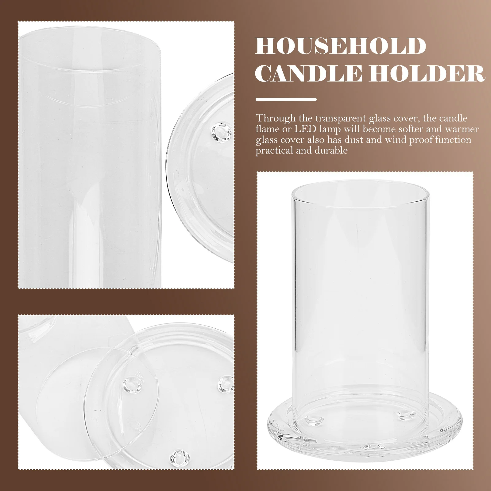 1Set Glass Dome Windproof Holder Decorative Transparent Household Glass Cloche Cover Home Accessory 
1Set Glass Dome Windproof Holder Decorative Transparent Household Glass Cloche Cover Home Accessory