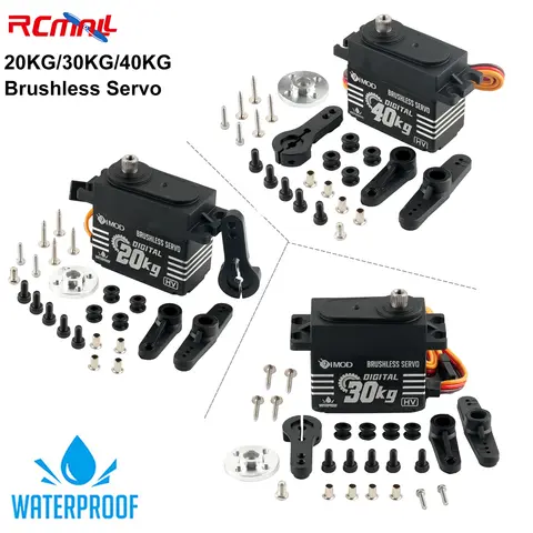 Yüksek Voltaj 7.4V 20KG / 30KG / 40KG Fırçasız Servo Metal Dişli 180 270 Derece Su Geçirmez Dijital Servo RC Arabalar Tekne Robot için