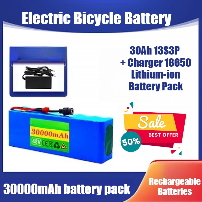 Electric Bicycle Battery 48V Lithium Battery 30Ah 13S3P + Charger 18650 Lithium-ion Battery Pack
Electric Bicycle Battery 48V Lithium Battery 30Ah 13S3P + Charger 18650 Lithium-ion Battery Pack