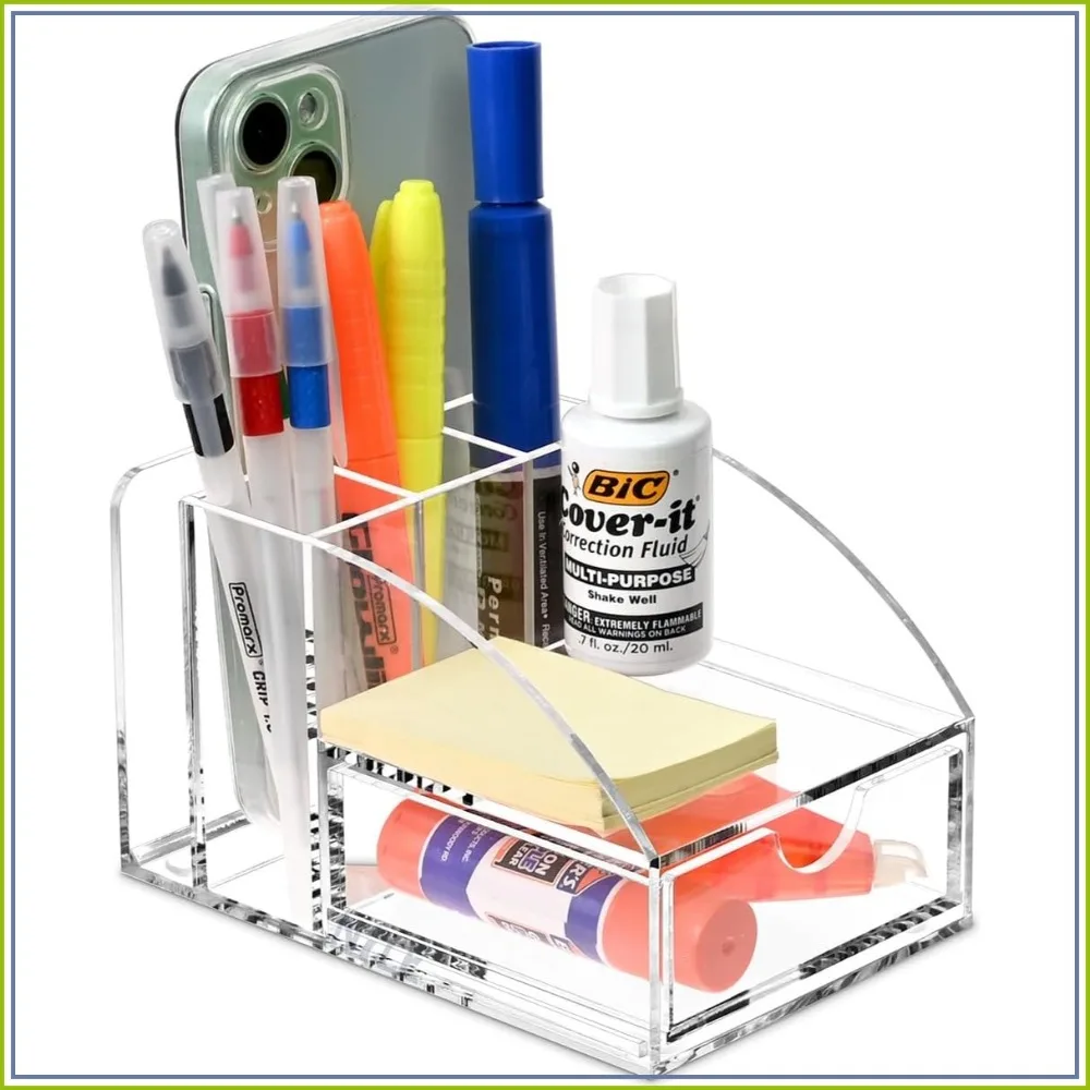 Acrylic Desk Organizer with Pen Holder, Sticky Note Pad & Mail Sorter - Premium Clear Storage for Office Supplies
Acrylic Desk Organizer with Pen Holder, Sticky Note Pad & Mail Sorter - Premium Clear Storage for Office Supplies