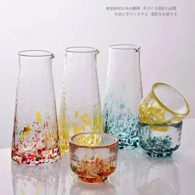 1 Pcs Sake Bottle And 4 Pcs Sake Cups 5 Pc Crystal Color Dot Hammer Pattern Sake Set Japanese Style Wine Decanter Shot Glass Set
1 Pcs Sake Bottle And 4 Pcs Sake Cups 5 Pc Crystal Color Dot Hammer Pattern Sake Set Japanese Style Wine Decanter Shot Glass Set