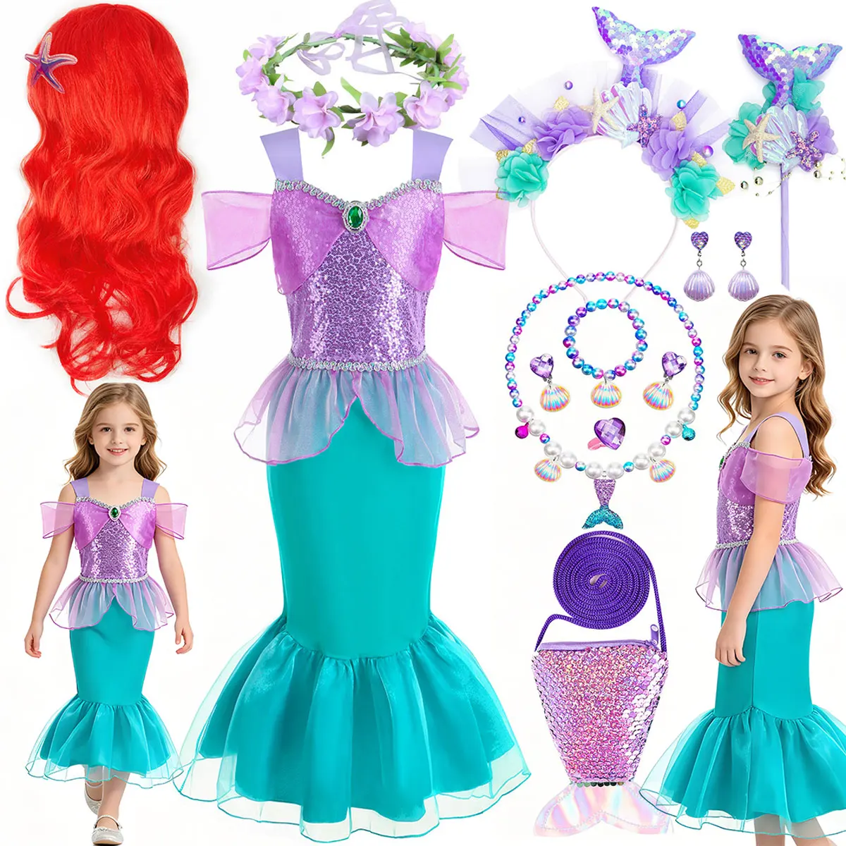 Disney Movie Protagonist Costume Princess Little Mermaid Classic Blue Dress For Girl Cosplay Mermaid Birthday Party Dress Suit
Disney Movie Protagonist Costume Princess Little Mermaid Classic Blue Dress For Girl Cosplay Mermaid Birthday Party Dress Suit