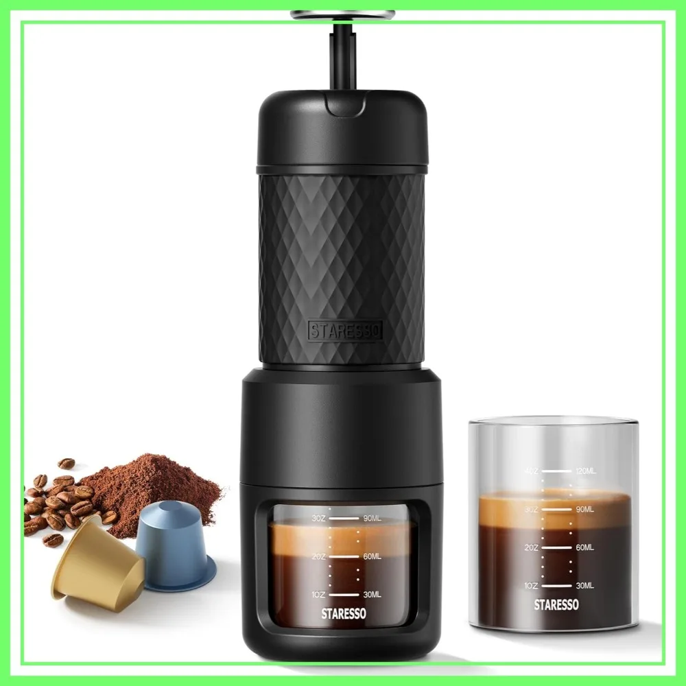 Portable Espresso Maker, 2 in 1 Travel Coffee Machine for Ground Coffee & NS Pods, Manual Espresso with Stainless Steel Chamber for Camping
Portable Espresso Maker, 2 in 1 Travel Coffee Machine for Ground Coffee & NS Pods, Manual Espresso with Stainless Steel Chamber for Camping