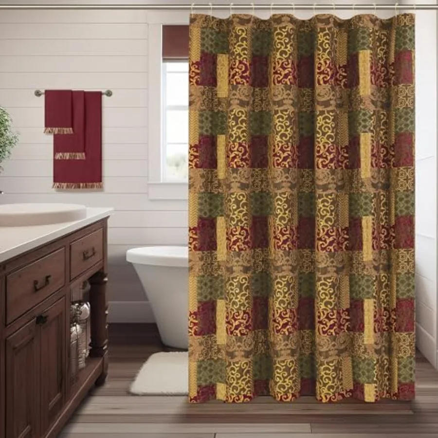 Damask Fabric Shower Curtain Set, Patchwork Bathroom Shower Curtain Sets with 12 Metal Hooks, Waterproof Heavy Duty Bathroom Cu
Damask Fabric Shower Curtain Set, Patchwork Bathroom Shower Curtain Sets with 12 Metal Hooks, Waterproof Heavy Duty Bathroom Cu