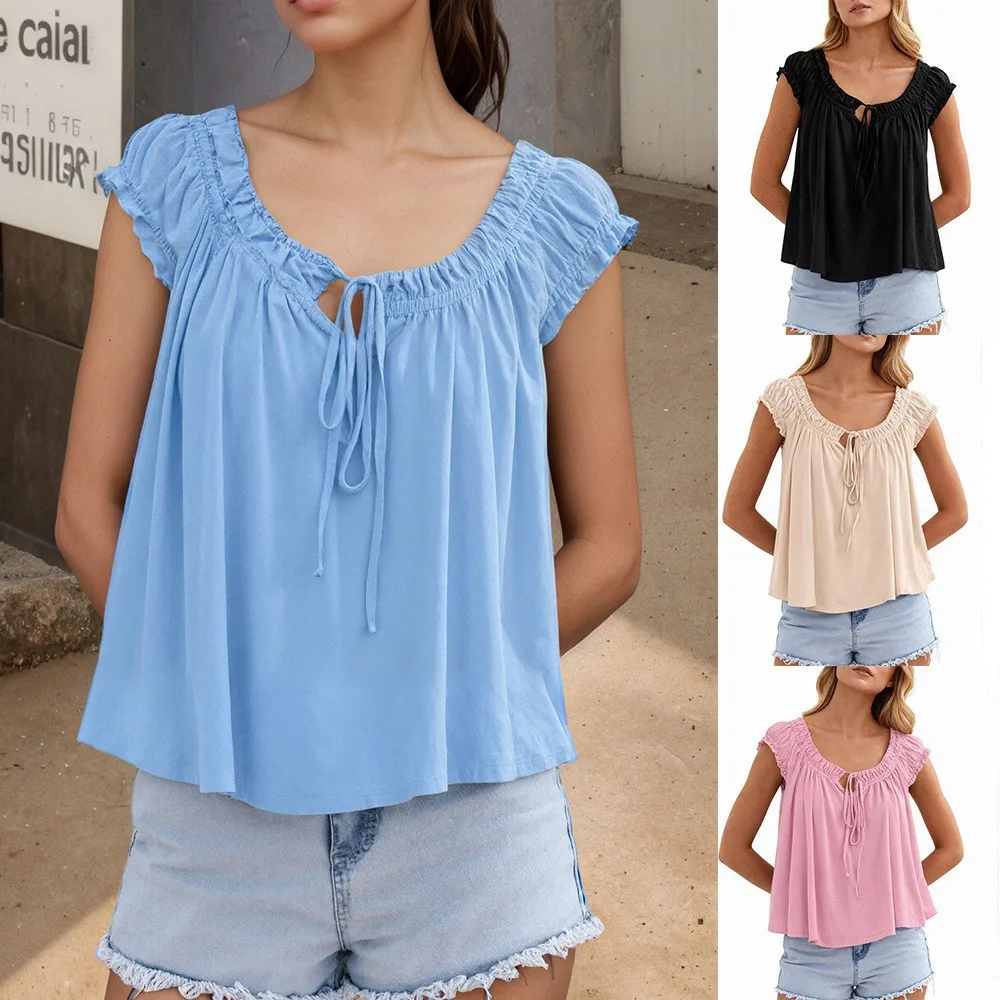 Women Summer Tank Top Loose Fit Knit Ruffle A Line Sleeveless Top Square Neck Front Tie Cropped Camisole U Neck Casual Solid
Women Summer Tank Top Loose Fit Knit Ruffle A Line Sleeveless Top Square Neck Front Tie Cropped Camisole U Neck Casual Solid