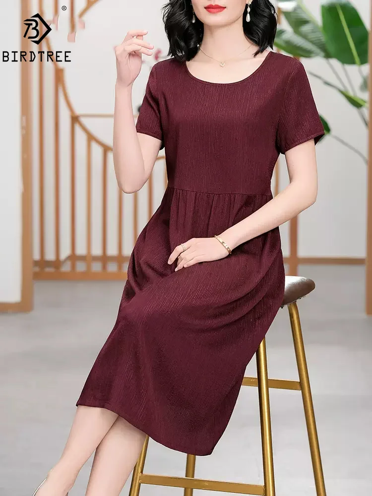 BirdTree 91% Natural Silk Satin Dresses, Women Short Sleeve O Necks Solid, Elegant OL Retro Dress, 2024 Summer New D44414QM
BirdTree 91% Natural Silk Satin Dresses, Women Short Sleeve O Necks Solid, Elegant OL Retro Dress, 2024 Summer New D44414QM