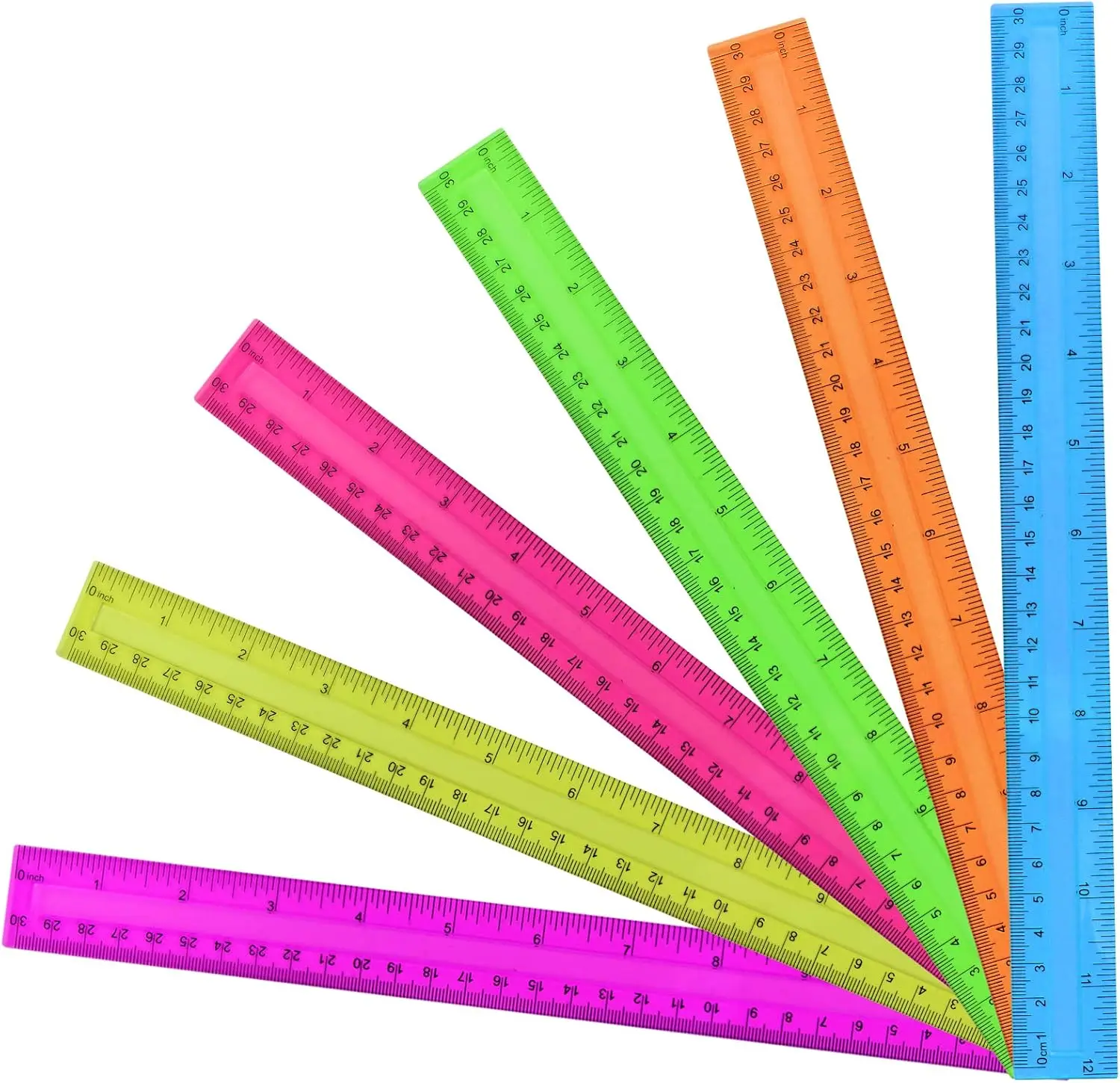 30 Clear Plastic Rulers 12 Inch for School Home Office, Assorted Colors with Inch and cm Scale
30 Clear Plastic Rulers 12 Inch for School Home Office, Assorted Colors with Inch and cm Scale