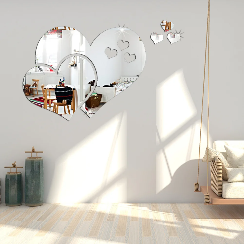 Silver DIY Acrylic Mirror Wall Sticker Heart Shape Decorative Clear Reflection No Glue Needed Easy to Apply Mirror Wall Sticker
Silver DIY Acrylic Mirror Wall Sticker Heart Shape Decorative Clear Reflection No Glue Needed Easy to Apply Mirror Wall Sticker
