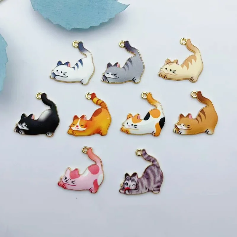10-piece cartoon cute fish-holding cat print alloy pendant DIY accessory bracelet charm
10-piece cartoon cute fish-holding cat print alloy pendant DIY accessory bracelet charm