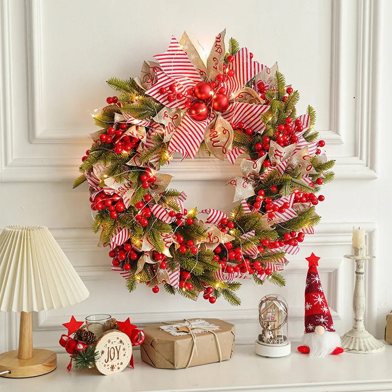 Christmas Wreath with LED Fairy Light Door Hanging Garland Pine for Home Decorations Xmas Party Supplies Happy New Year
Christmas Wreath with LED Fairy Light Door Hanging Garland Pine for Home Decorations Xmas Party Supplies Happy New Year