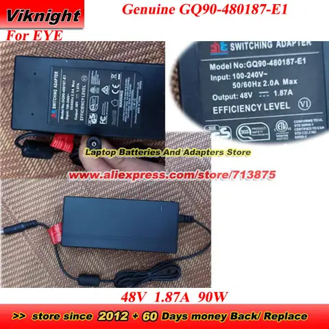 Véritable adaptateur secteur 48V 1.87A 90W EYE GQ90-480187-E1 pour adaptateur d'alimentation de boîte Swann NVR NVR8-7285 NVR8-7400