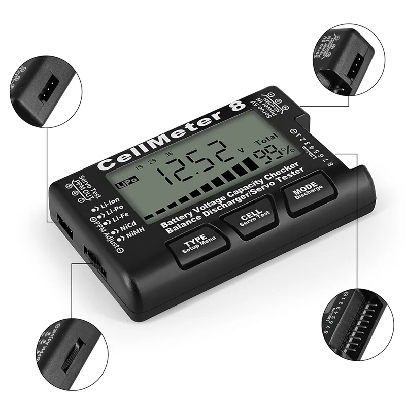 B03C-RC Cellmeter 8, цифровой прибор для проверки емкости аккумулятора, тестер напряжения для Li-Nimh Nicd Cell Meter
B03C-RC Cellmeter 8, цифровой прибор для проверки емкости аккумулятора, тестер напряжения для Li-Nimh Nicd Cell Meter