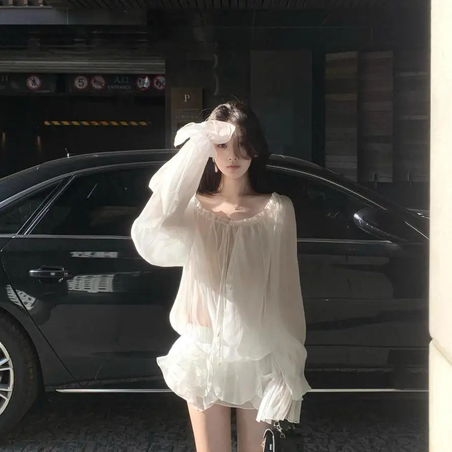 Korejpaa Summer Elegant White Shirt Temperament Pure Desire Korean Style Women Tops Long Sleeved Blusas Mujer Camisa Feminina
Korejpaa Summer Elegant White Shirt Temperament Pure Desire Korean Style Women Tops Long Sleeved Blusas Mujer Camisa Feminina