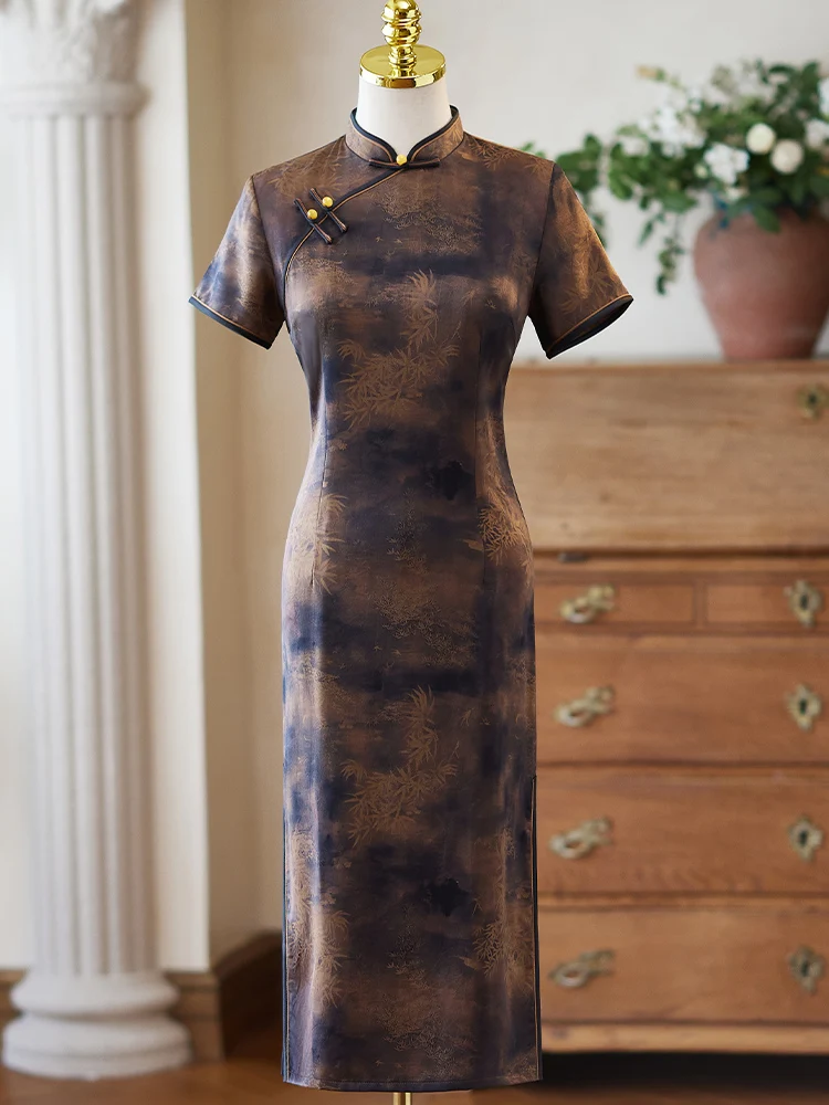 Ele Qipao anghai Sle Retro High Collar Long Sve Mid-Length Breathable Comfortable Slimming Materni Qipao Dr
Ele Qipao anghai Sle Retro High Collar Long Sve Mid-Length Breathable Comfortable Slimming Materni Qipao Dr