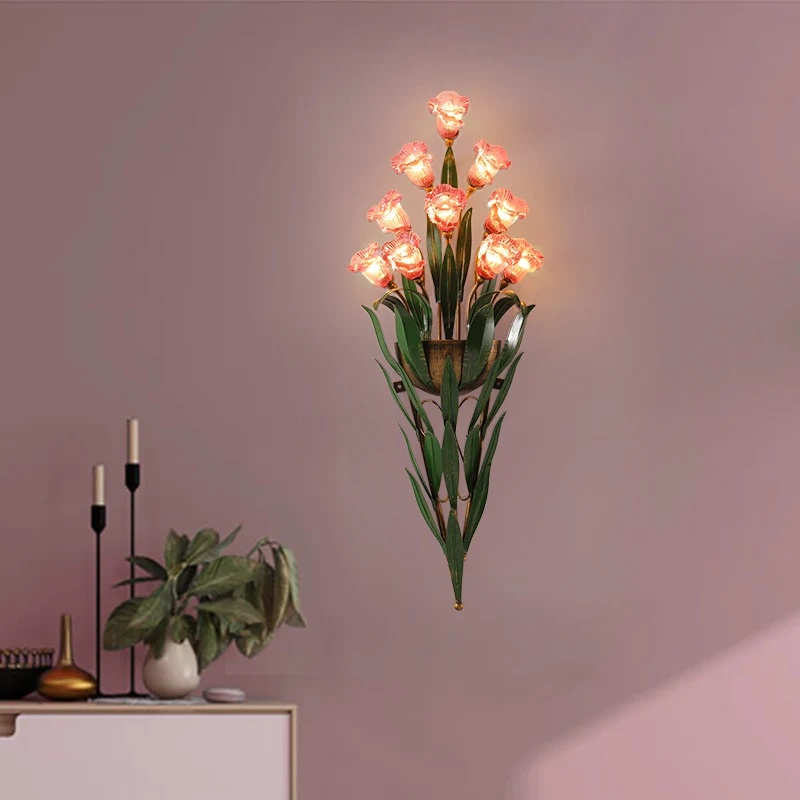 French bedside lamp entrance wall lamp American retro study living room background wall art flower corridor
French bedside lamp entrance wall lamp American retro study living room background wall art flower corridor
