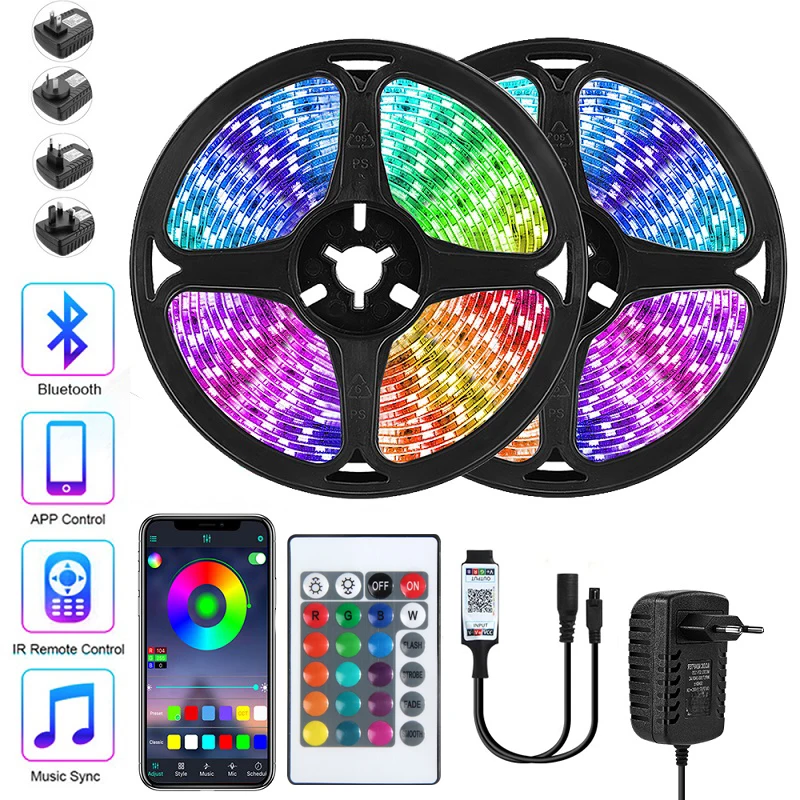 LED Strip Lights Infrared Bluetooth 1M-50M RGB 5050 Flexible Ribbon Non Waterproof Diode DC 24V Control Lamp for TV Blacklight
LED Strip Lights Infrared Bluetooth 1M-50M RGB 5050 Flexible Ribbon Non Waterproof Diode DC 24V Control Lamp for TV Blacklight