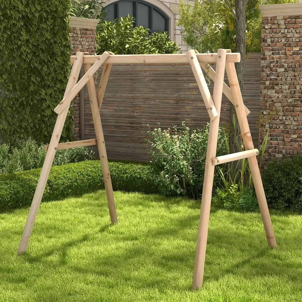 Porch Swing Frame, Heavy Duty A-Frame Wooden Swing Stand with Reinforced Bars, Freestanding Log Porch Swing Frame Only for Porch
Porch Swing Frame, Heavy Duty A-Frame Wooden Swing Stand with Reinforced Bars, Freestanding Log Porch Swing Frame Only for Porch