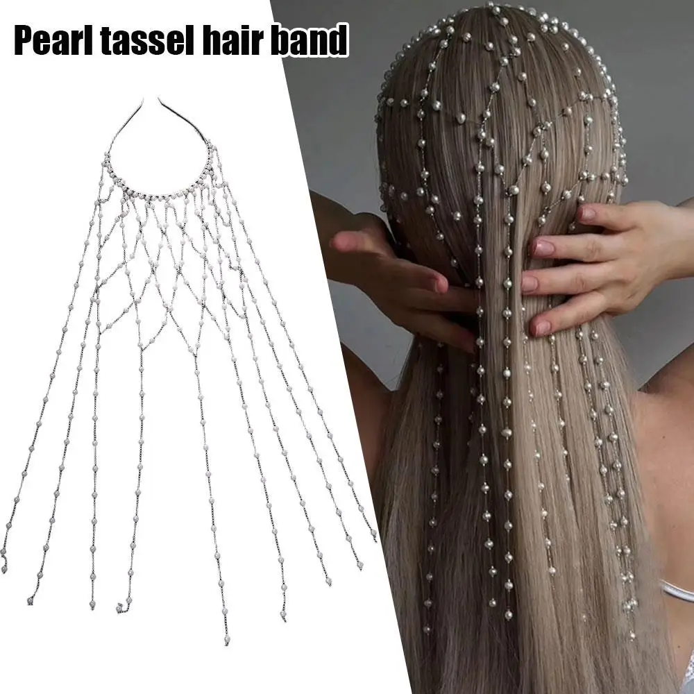 Bohemia Style Hollow Mesh Bridal Hair Chain Faux Pearls Mesh Headpiece Wedding Hair Accessories Long Style Fringes Hair Hoop
Bohemia Style Hollow Mesh Bridal Hair Chain Faux Pearls Mesh Headpiece Wedding Hair Accessories Long Style Fringes Hair Hoop