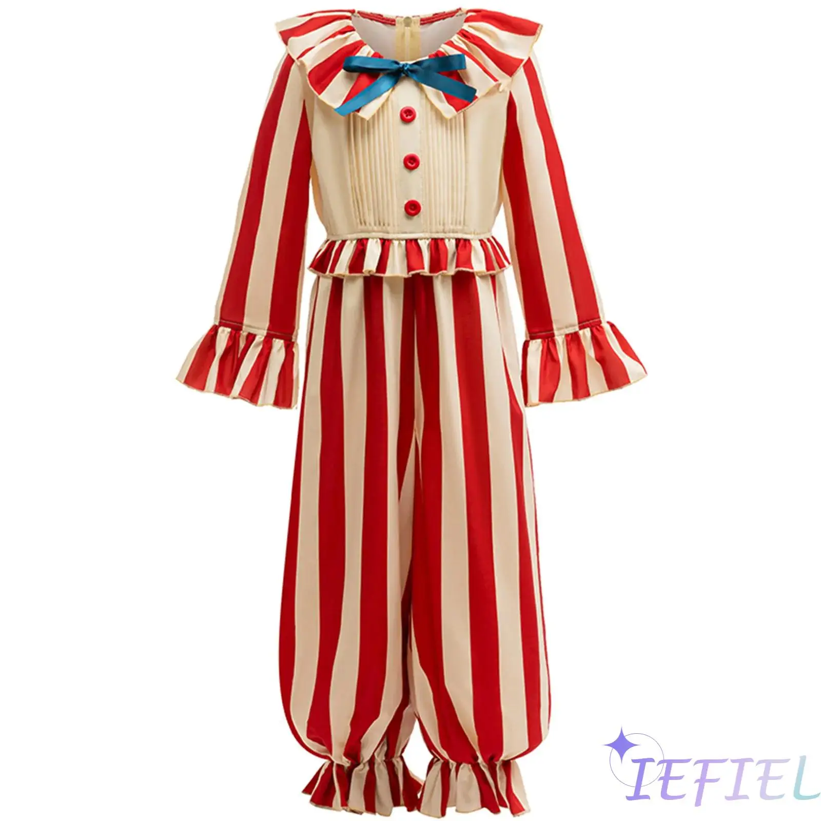 Kids Boys Girls Clown Role Play Costume Jumpsuit Strips Color Ruffled Collar Bow Tie Long Flare Sleeve Long Pants Jumpsuit
Kids Boys Girls Clown Role Play Costume Jumpsuit Strips Color Ruffled Collar Bow Tie Long Flare Sleeve Long Pants Jumpsuit