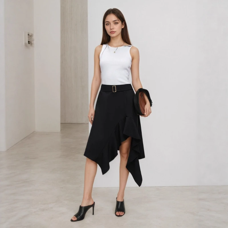 Elegant Temperament European American Cross-border Black High Waist Irregular Unique Tailoring Ruffle Edge Skirt Versatile Skirt
Elegant Temperament European American Cross-border Black High Waist Irregular Unique Tailoring Ruffle Edge Skirt Versatile Skirt