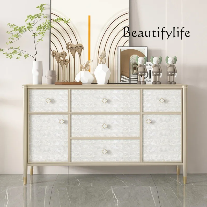 Light luxury shell solid wood dining side cabinet modern integrated wall kitchen champagne gold wine cabinet floor storage
Light luxury shell solid wood dining side cabinet modern integrated wall kitchen champagne gold wine cabinet floor storage